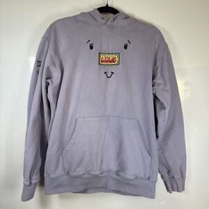 Teddy Fresh Smiley Face Love Hoodie Size Medium Lavender Purple Sweatshirt